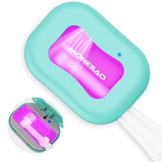 Toothbrush Sanitizer Case - Rechargeable Holder for Electric & Manual Brushes | Travel-Friendly Blue Design