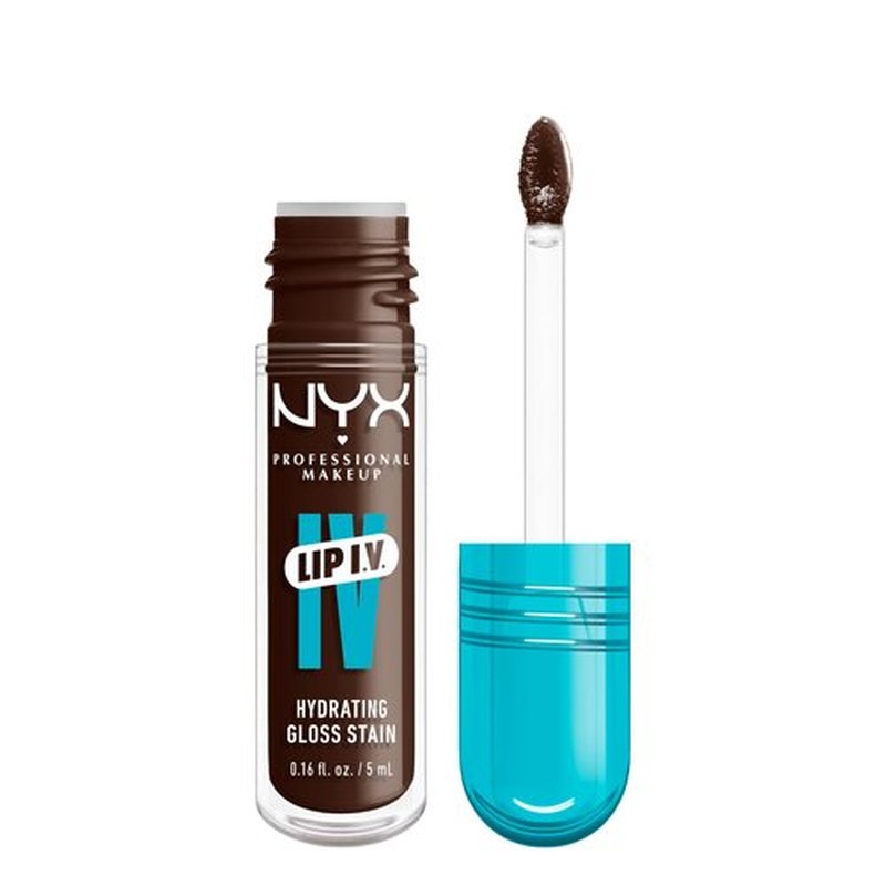 NYX PROFESSIONAL MAKEUP Lip IV Hydrating Gloss Serum, Lip Stain with 12HR Hydration - Espresso Soak (Brown Lip Gloss)
