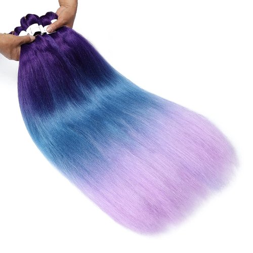 Pre Stretched Braiding Hair Extensions 30 Inch 6 Packs Long Professional Crochet Twist Braids Hair High Temperature Synthetic Fiber Yaki Texture(30",purple-lake blue-light purple)
