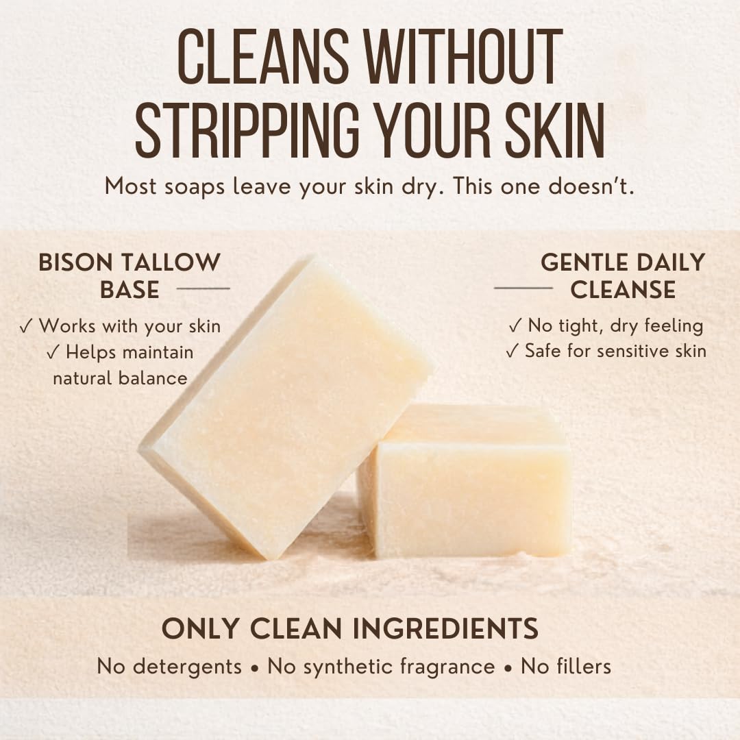 Big Crazy Buffalo Unscented Bison Tallow Buff Soap Bar (6 Pack)