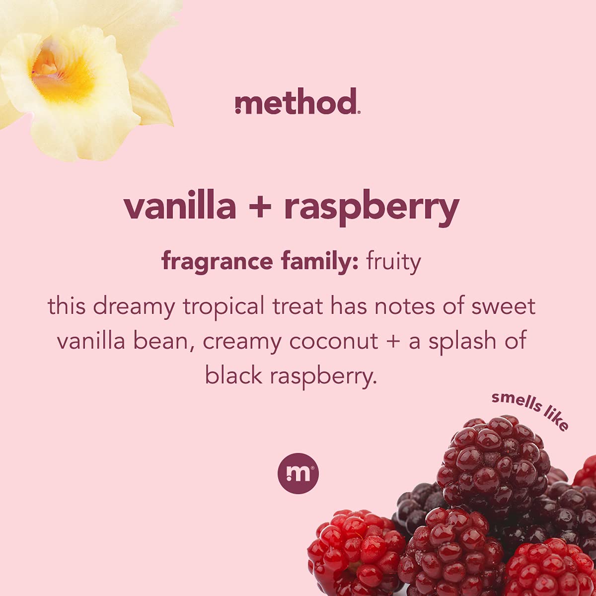 Method Premium Foaming Hand Wash, Vanilla + Raspberry, Reusable Pink Aluminum Bottle, 10 fl oz (Pack of 3)