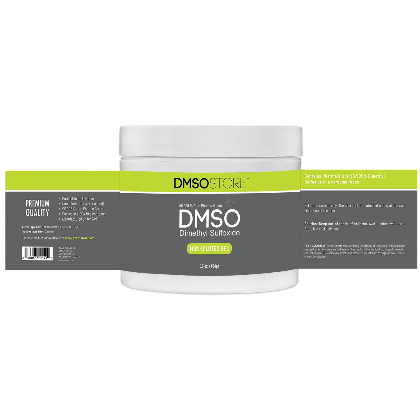 DMSO Gel 4.oz Non-diluted 99.995% Low Odor Pharma Grade BPA Free Container