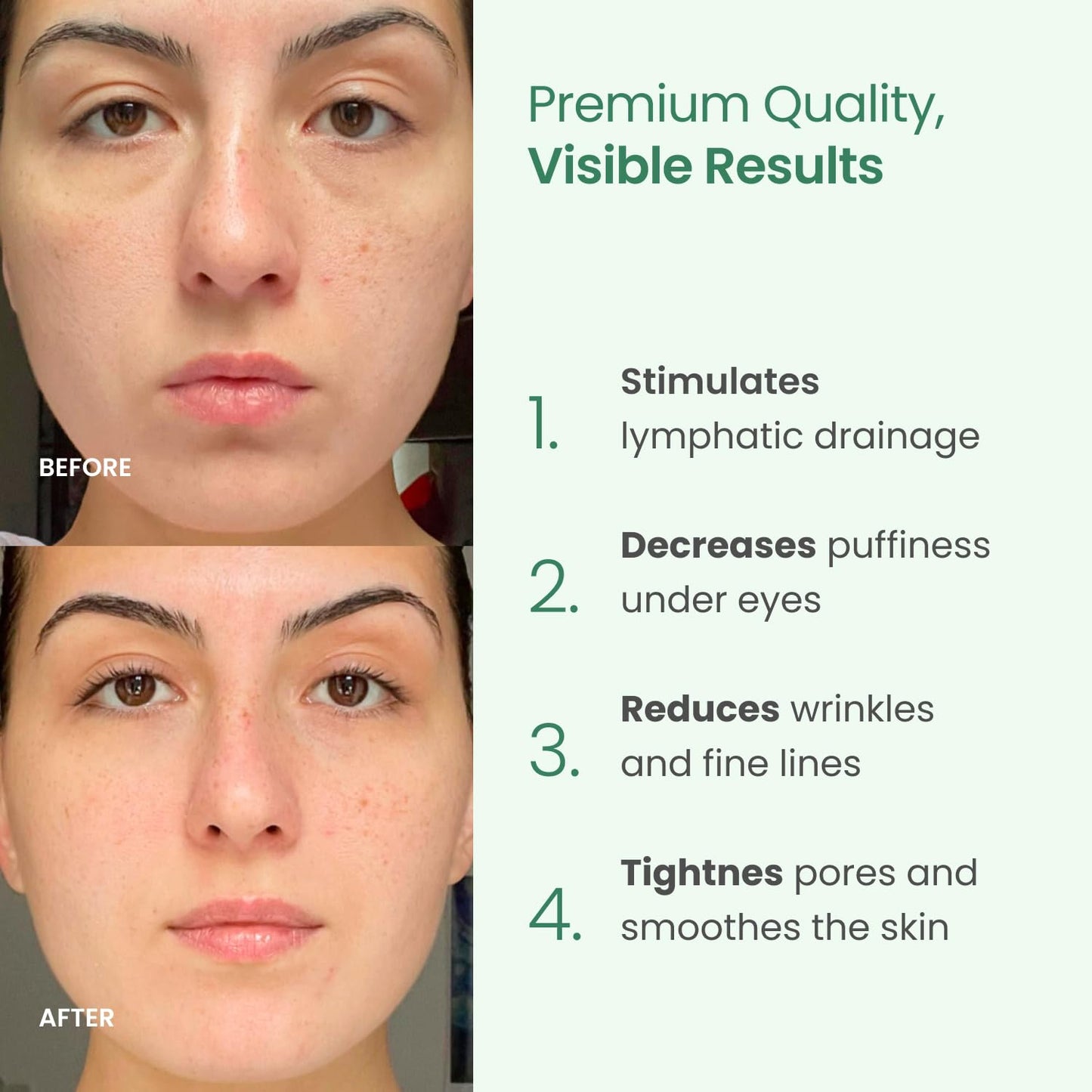 PLANTIFIQUE Jade Roller for Face Gua Sha Facial Tools and Gold Under Eye Patches for Puffy Eyes and Dark Circles 20 Pairs Under Eye Masks for Dark Circles and Puffiness Eye