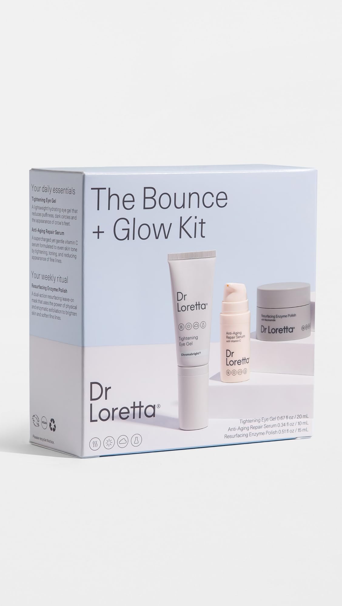 Dr. Loretta Women's The Bounce and Glow Kit, Multicoloured, 3 Count