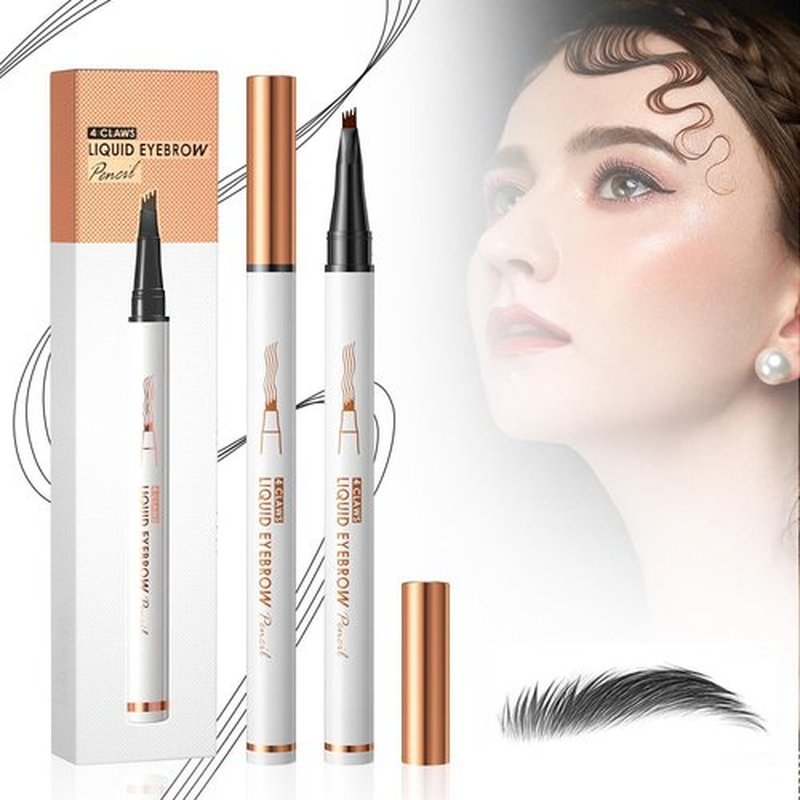 2PCS Waterproof 3D Eyebrow Pencil, 2025 New Magic Microblading Eyebrow Pencil Contouring Pen 4 Tipped Brown Pen, Eye Brown Makeup Long-Lasting Eyebrow Pencil for Women (Gray)