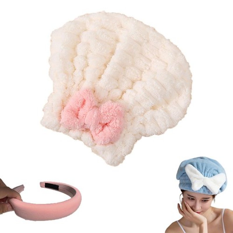 hwqsad Efficient Hair Towel Wrap for Women, Super Absorbent Hair Towel Wrap for Women, New Super Absorbent Hair Towel Wrap for Wet Hair, Dry Quickly and Naturally, Anti Frizz (White b)