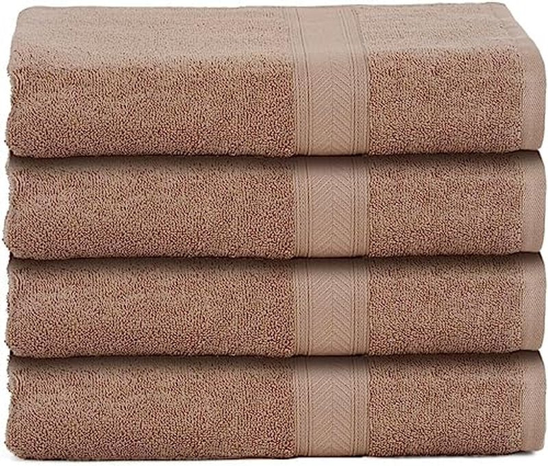 Casa Lino 4 Pack Hand Towels for Bathroom, 18"x28", 100% Cotton, Ultra Soft & Highly Absorbent, Premium Luxury Towels for Gym, Shower, Hotel, New Apartment Essentials, Brown