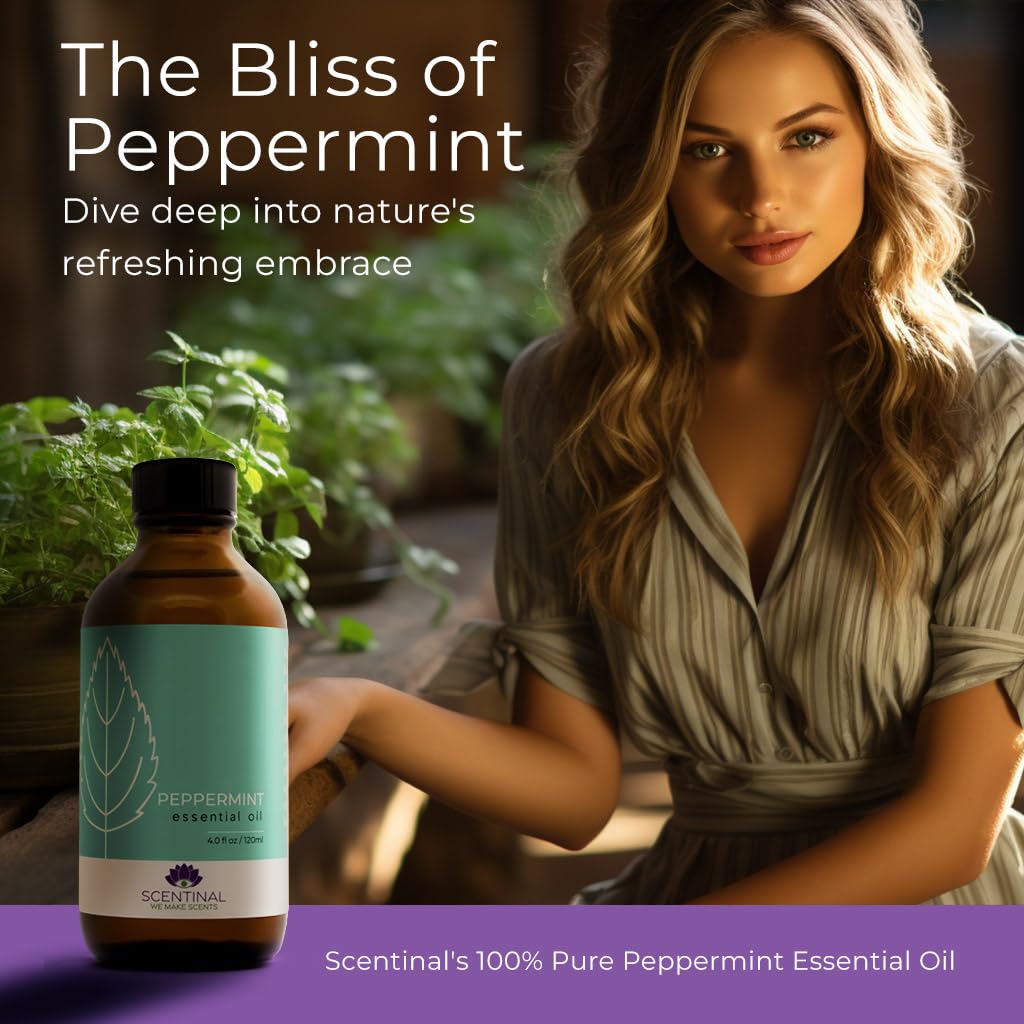 Scentinal Premium Essential Oil - 100% Pure, Natural & Authentic - Extra Large 4oz Bottle (120ml) with Eyedropper - Refreshing Aromatherapy Experience (4 oz / 120ml, Variety Pack)