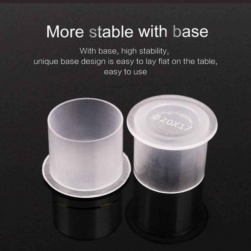 SOTICA 300PCS Tattoo Ink Caps with Base - Mixed Size Tattoo Ink Cups #11 Small #14 Medium #17 Large Pigment Caps for Tattoo Supplies Tattoo Ink
