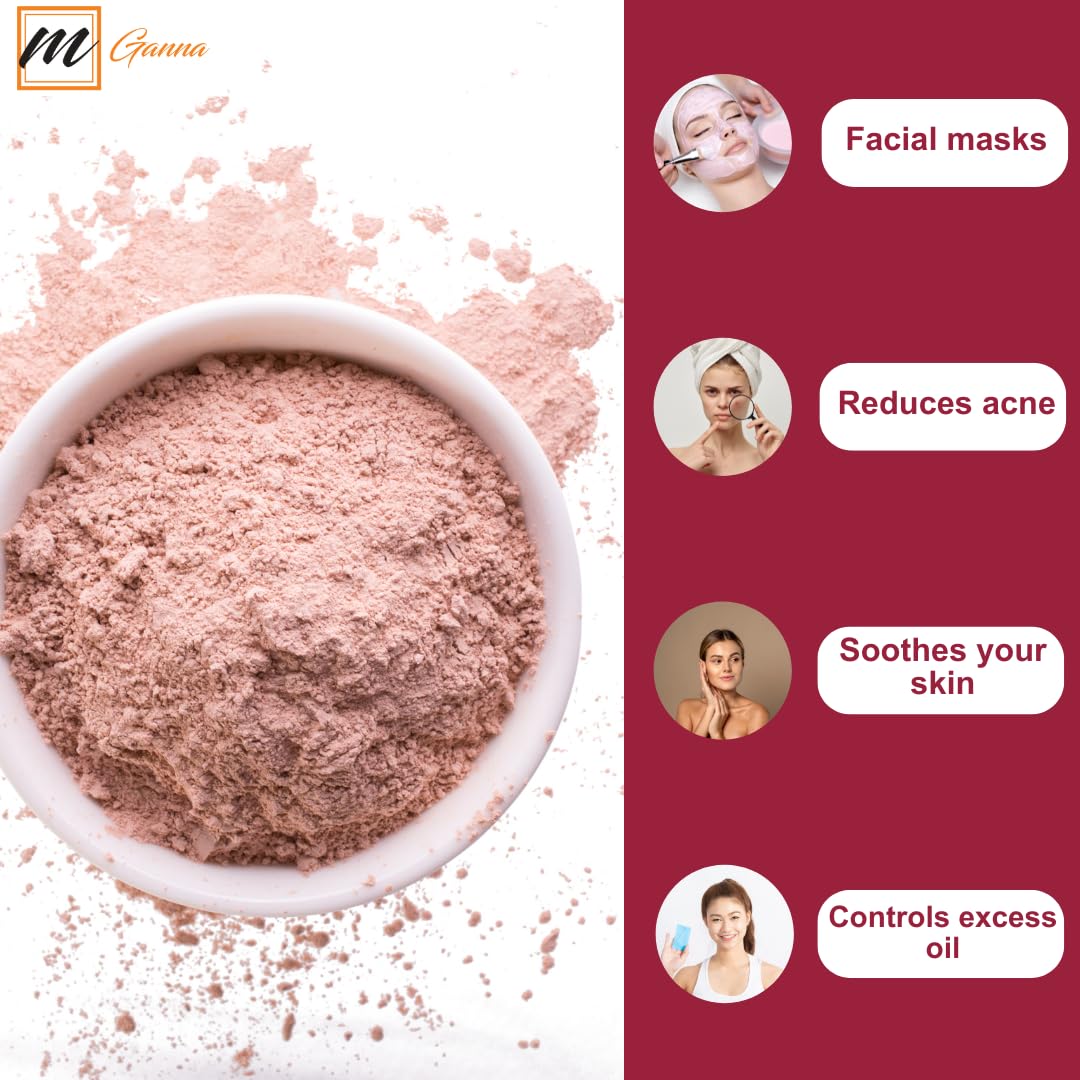 mGanna 100% Natural Rose Clay/Pink Kaolin Clay Powder for Facial Masks, Creams and Soap Making 100 GMS / 0.22 LBS
