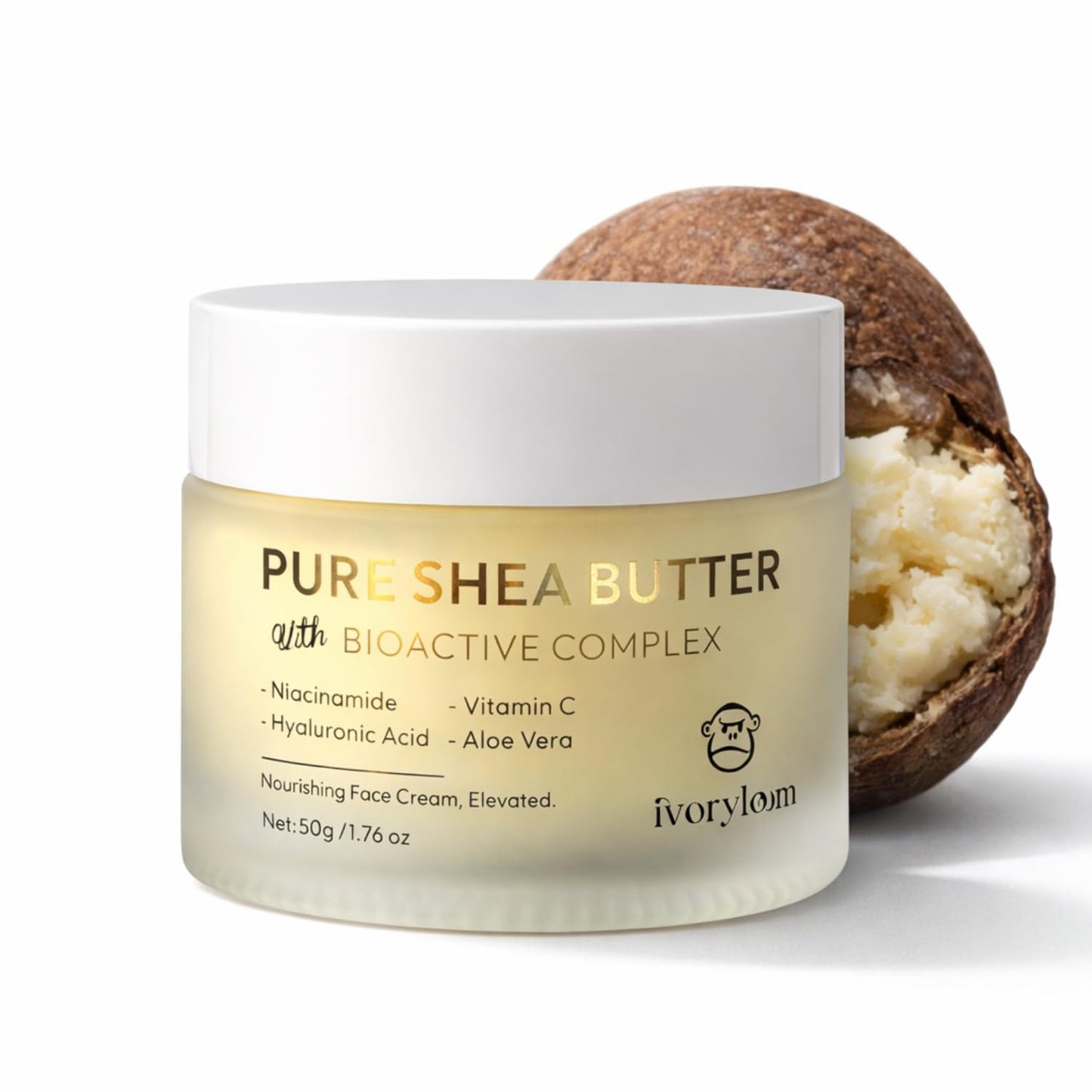 ivory loom Nourishing Face Cream, Elevated | Unrefined Shea Butter + Bioactive Complex | Niacinamide, Vitamin C, Hyaluronic Acid & Aloe Vera | Plant-Based Daily Moisturizer | 1.76 oz