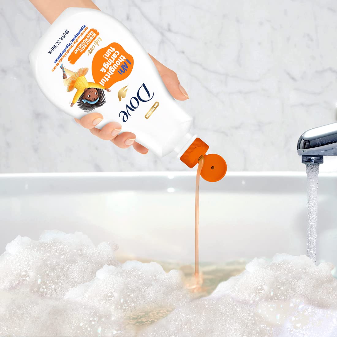 Dove Bubble Bath for Kids Coconut Cookie Hypoallergenic Formula 20 oz 4 Count