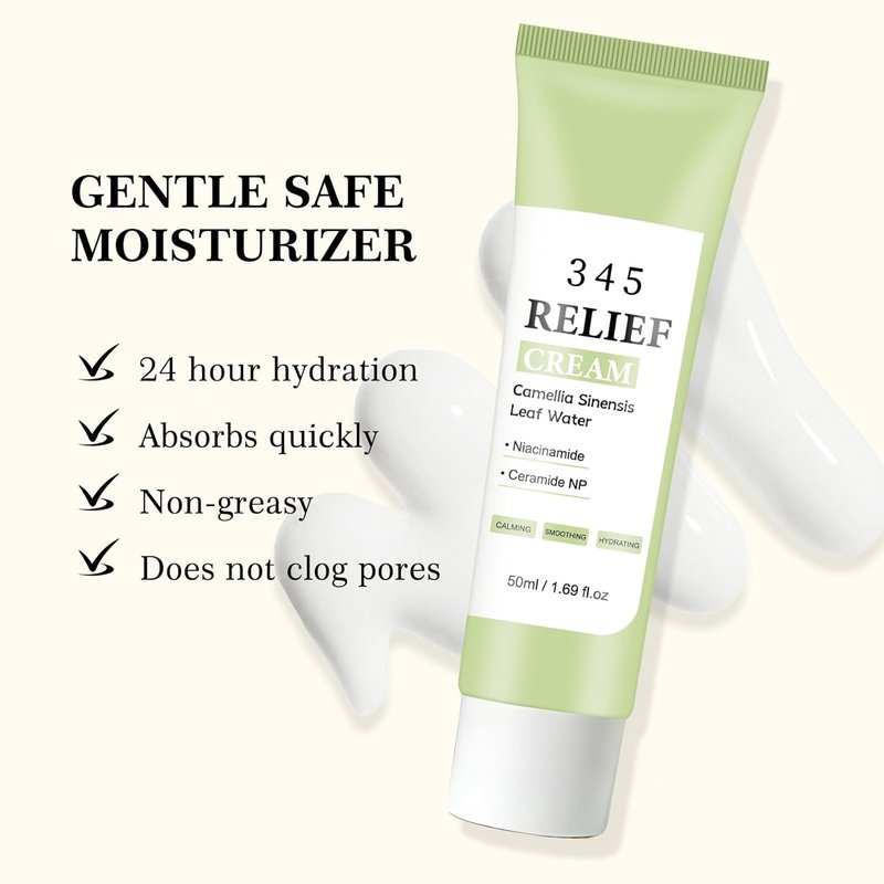 IREV 345 Relief Cream - Face Moisturizer for Soothing Blemishes | Vitamin C & Ceramides, All Skin Types