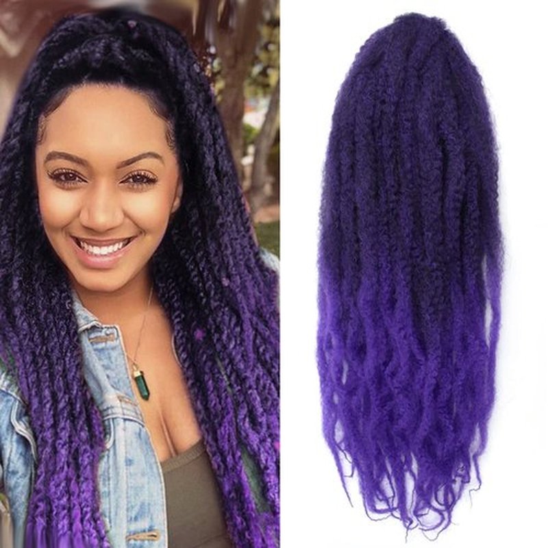 KGBFASS 24 inch Marley Hair For Twists Long afro kinky Twist Marley braiding hair Extension Synthetic Fiber Marley Braid Crochet Hair(1B/Purple)
