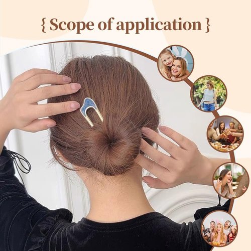 French Hair Pin Hair Pins for Women,2024 Upgrade French Twist Hair Pin Hair Pins,U Shaped Hair Pins Metal Vintage Hair Sticks French Hair Pin Hairstyle for Women (Gold and Silver)