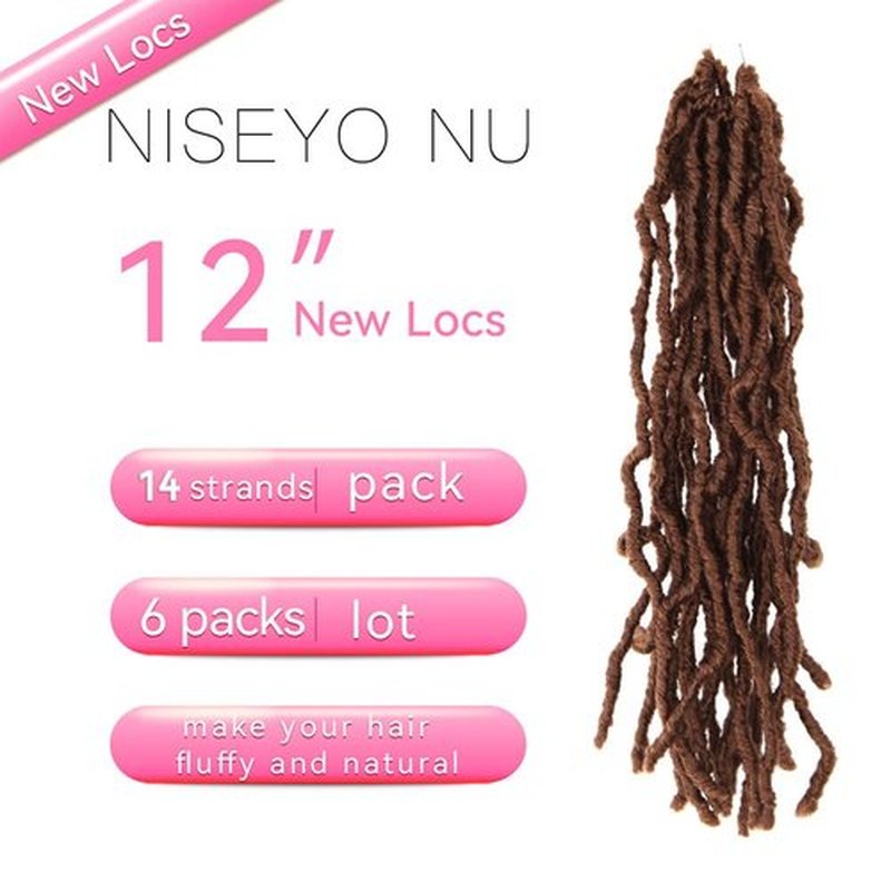 12 Inch Soft Locs Crochet Hair 6 Packs Short Straight Pre-looped New Faux Locs Crochet Hair, 30#(Light Brown)