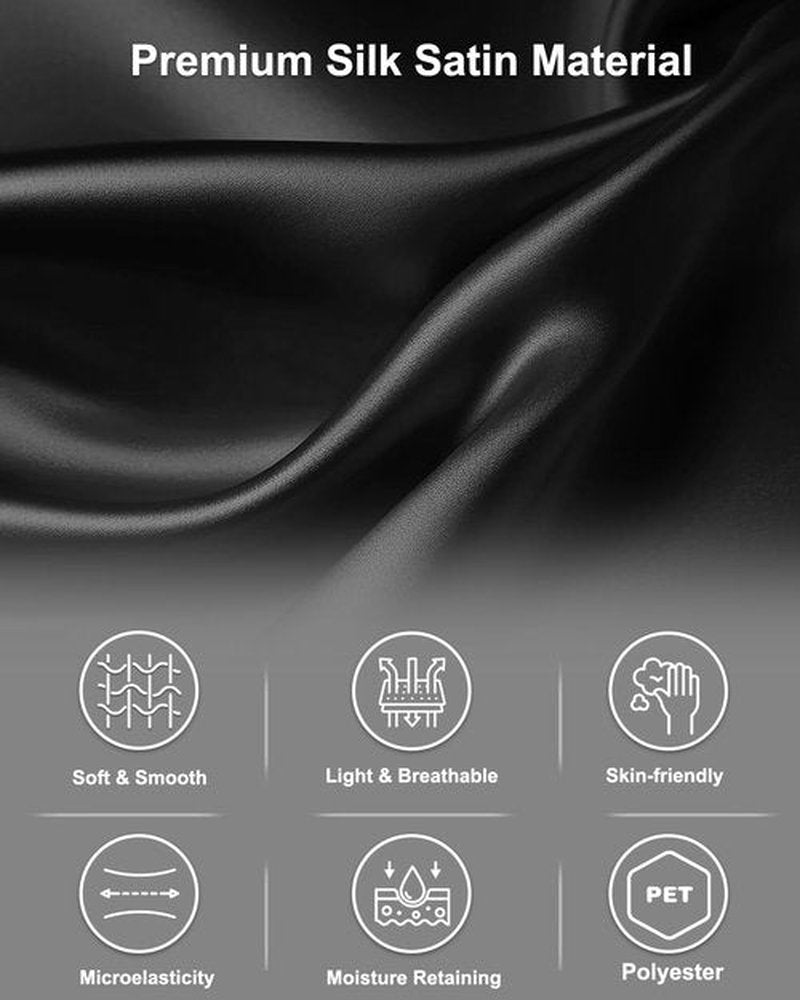 Years calm Silk Bonnet for Sleeping Women, Double Layer Soft Ajustable Elasticity Band Satin Bonnet for Sleeping Hair - Sleep Shower Caps (Black, One Size)