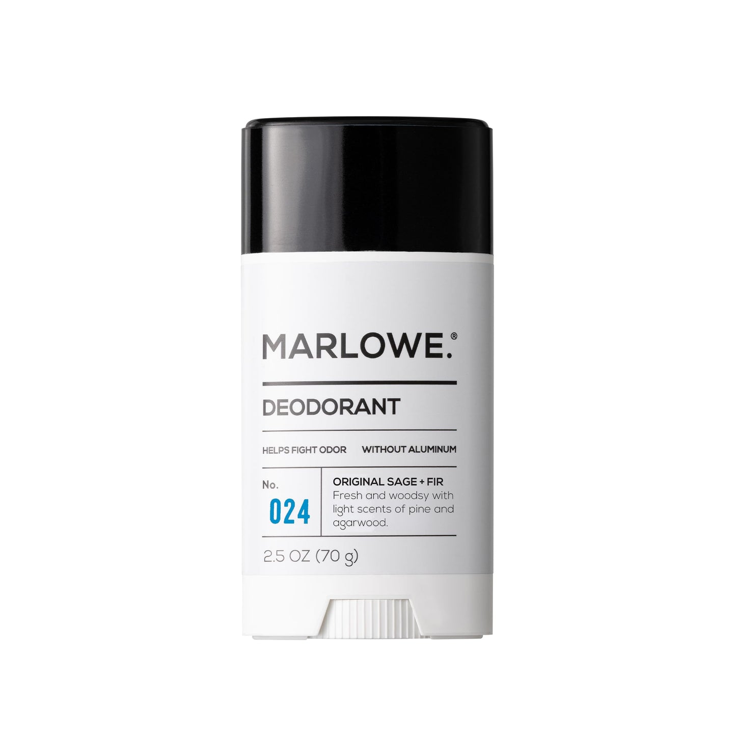 MARLOWE. Aluminum Free Men's Deodorant Stick, Original Sage & Fir, 2.5 oz