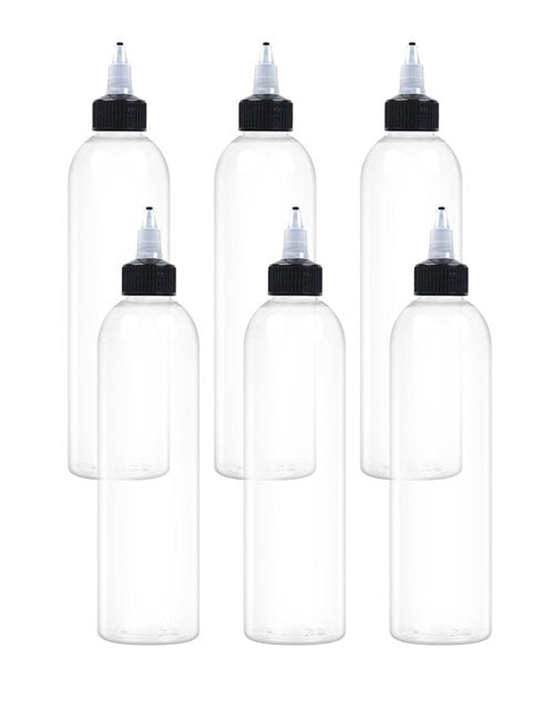EOSAU 6 Pcs 8oz Plastic Squeeze Bottles with Twist Top Cap, 250ml Clear Dispensing Bottles, Empty Squirt Bottle for Liquids, Sauces, Arts, Crafts, Travel