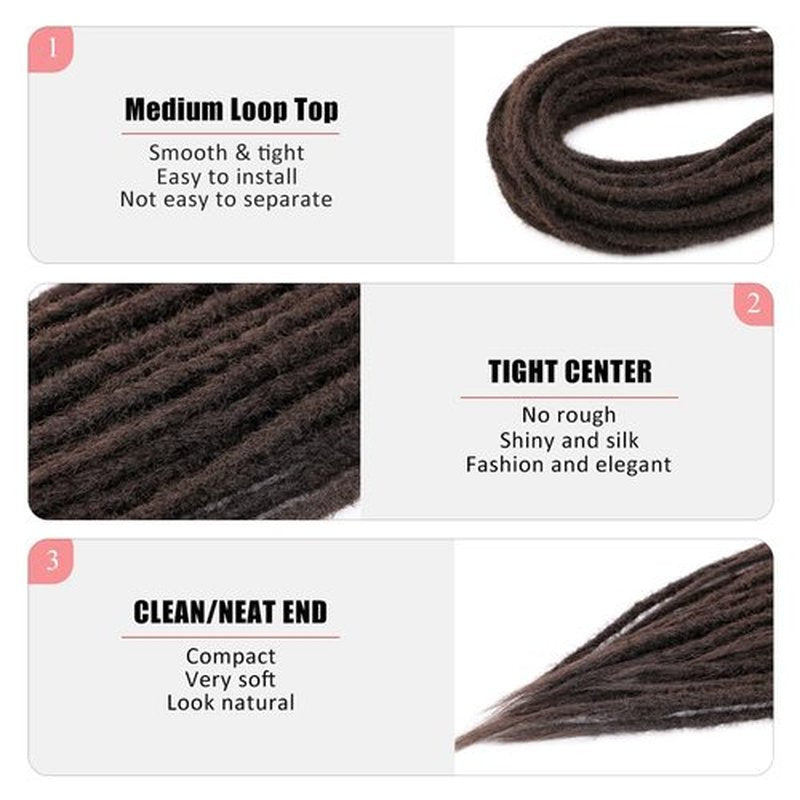 DAIRESS 24 Inch Double Ended Dreadlock Extensions Synthetic Dreads 10strands/pack Synthetic Braids Thin 0.6cm Soft Handmade Reggae Hair Hip-Hop Style Dread Extensions Locks Hair(10strands/pack,4#)
