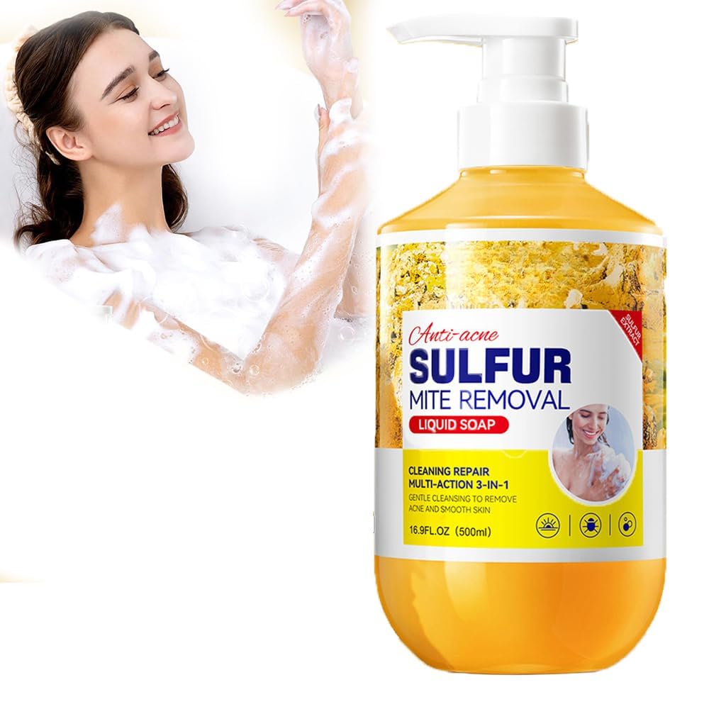 Purifying Sulfur Body Wash Cleanser: Purify, Clarify, and Refresh-Deep Cleansing for a Clear & Moisturizes Skin,Enjoy a Soothing Shower Experience,Gentle Sulfur Soap, Fragrance-Free