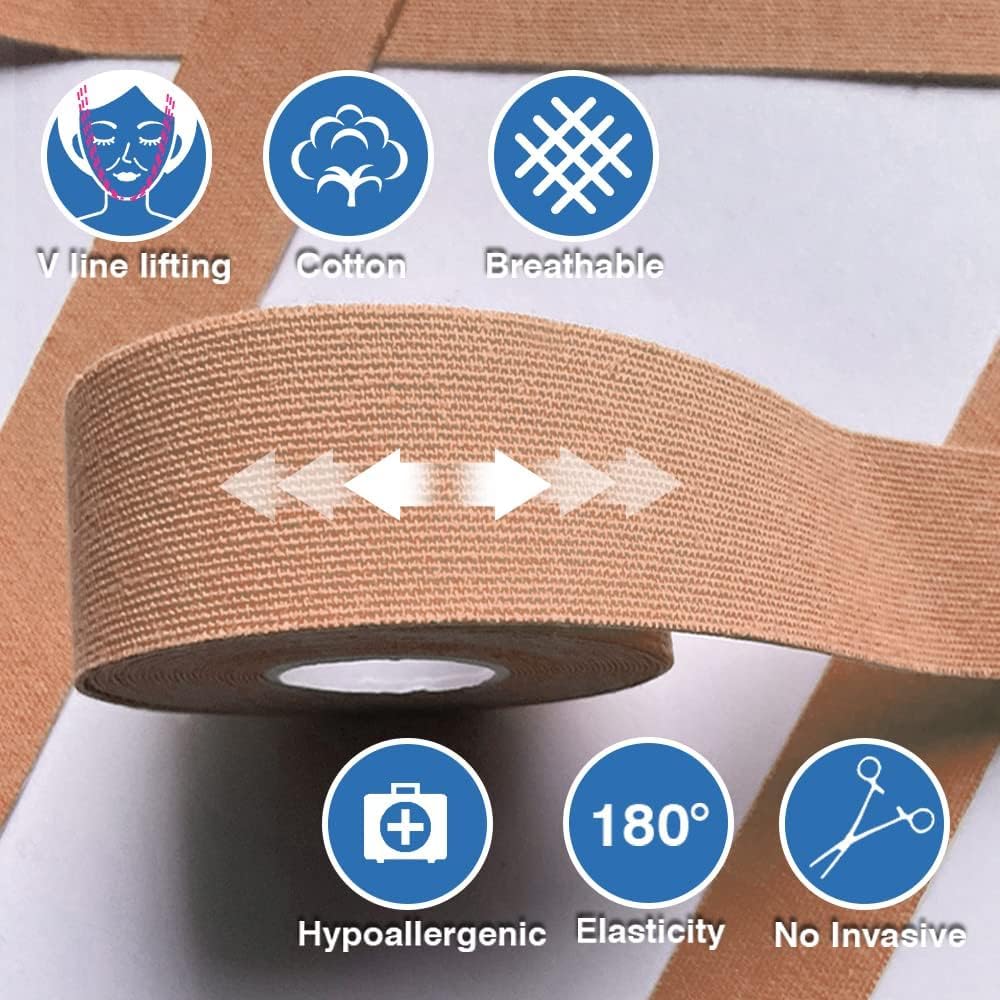 Sfuchin Facial Patches - Wrinkle Patches - Wrinkle Tape - Face Lifting Tape - Non-Invasive Wrinkle Remover - Multifunctional High Elasticity Wrinkle Forehead Eyes Face (Beige-2.5cm)