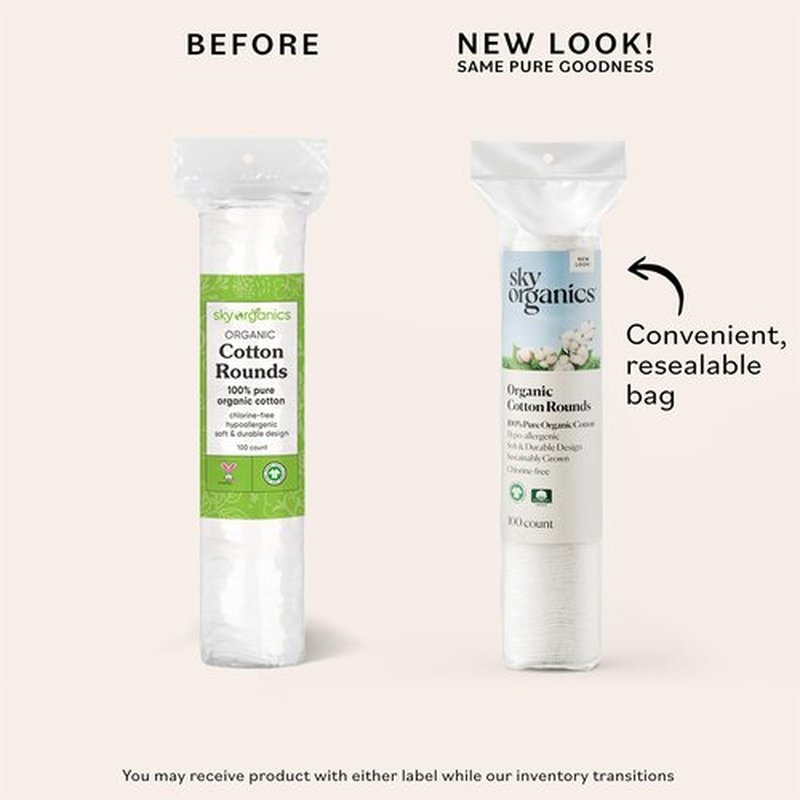 Sky Organics Organic Cotton Rounds for Sensitive Skin, 100% Pure GOTS Certified Organic for Beauty & Personal Care, 300 ct.