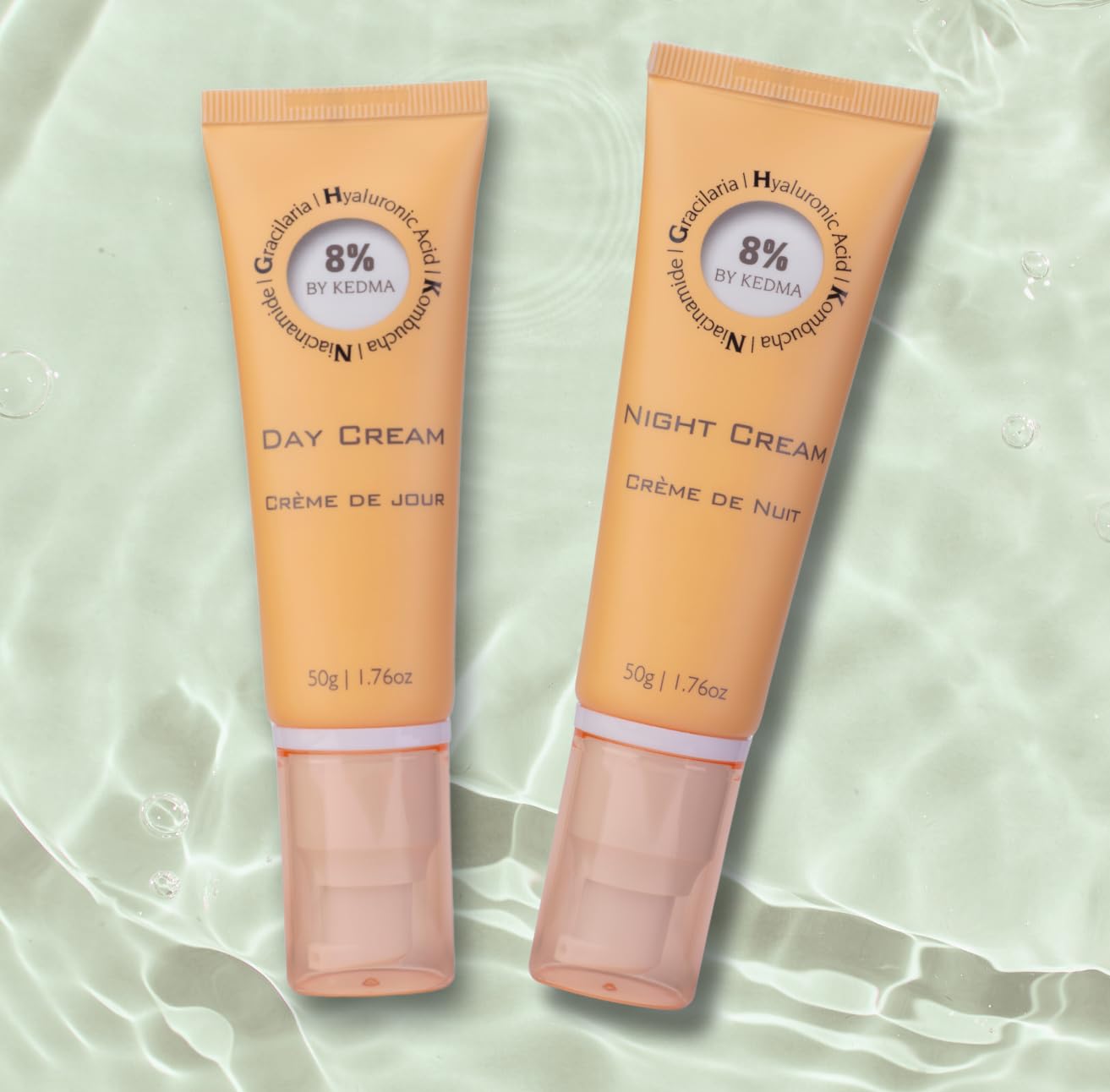 KEDMA 8% - Rich Night Cream with Hyaluronic Acid and Kombucha - Moisturising, Anti-Ageing and Radiant - For All Skin Types - No Parabens, Sulphates and Silicones - 50 g