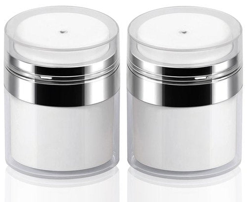 2Pack 50ml Airless Pump Jar - 1.7 Oz Moisturizer Pump Dispenser, Travel Lotion Container Vacuum Bottle for Skin Care, Thick Moisturizer, Skincare Cream
