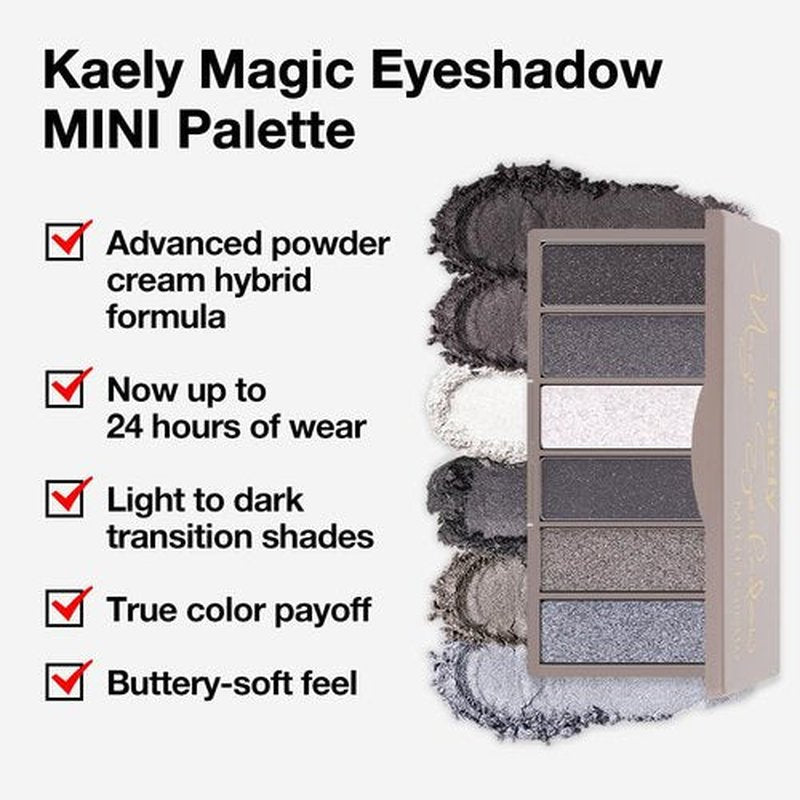 Kaely 6 Color Mini Black Smoky Eyeshadow Palette Makeup, Highly Pigmented Eye Shadow Palette Waterproof, Glitter Shimmer Eye Shadow Palette, paleta de sombras de ojos, Vegan & Cruelty-free, 02