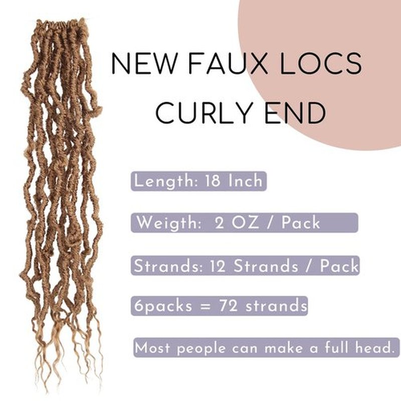 BOHOBABE Faux Locs Crochet Hair 18 Inch, Boho Soft Crochet Locs with Curly Ends, Long Bohemian Goddess Locs Crochet Braids for Black Women (6 Packs, 27#)