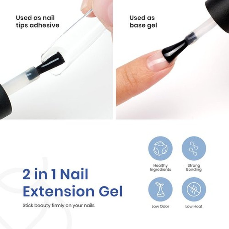 Beetles Gel Nail Kit Easy Nail Extension Set, 240 PCS long square Gel nail tips full cover with 5 In 1 Nail Glue Base Gel and Innovative Uv Led Lamp Easy Diy Nails Art Home Gelly Tips Acrylic Nails