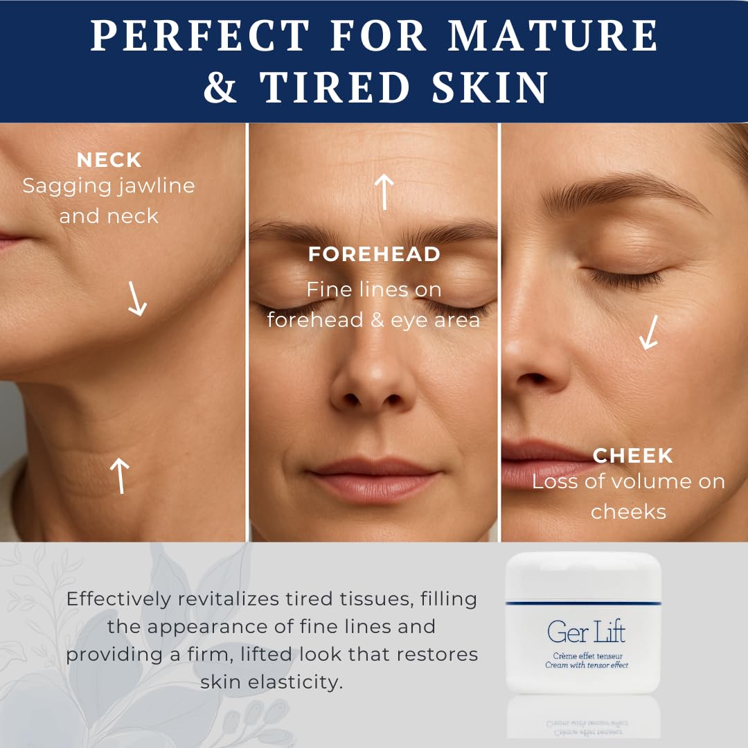Gernetic Ger Lift Firming & Lifting Face Cream with Tensor Effect, Marine Collagen Peptides, Mature Skin Care Women Men, 30 ml/1.01 Fl Oz