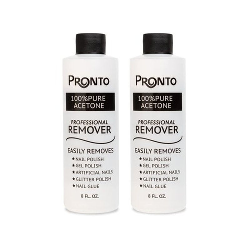 Pronto 100% Acetone Gel Nail Polish Remover for Nails | Acetone Nail Polish Remover & Gel Remover For Nails, Glue, Gel, Acrylic & Dip | 8 Fl oz (Pack of 2)