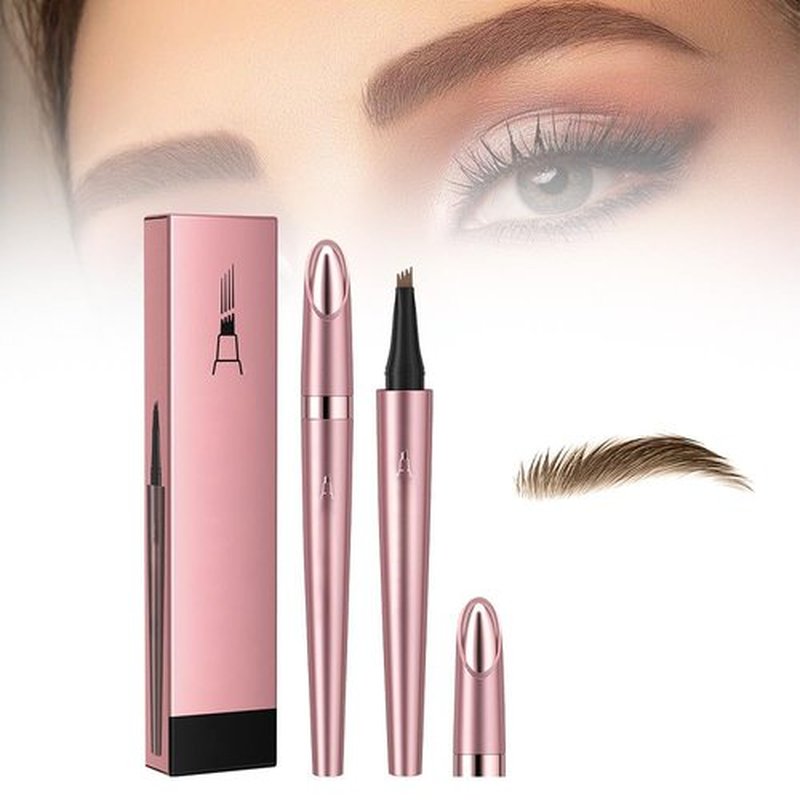 2PCS Waterproof Eyebrow Pen, 2024 New 4-Tip Eyebrow Pencil Natural Makeup Fine Stroke Magic Eyebrow Pencil, 3D Microblading Eyebrow Pen Eye Brown Makeup Long-Lasting Eyebrow Pencil (Light Brown)