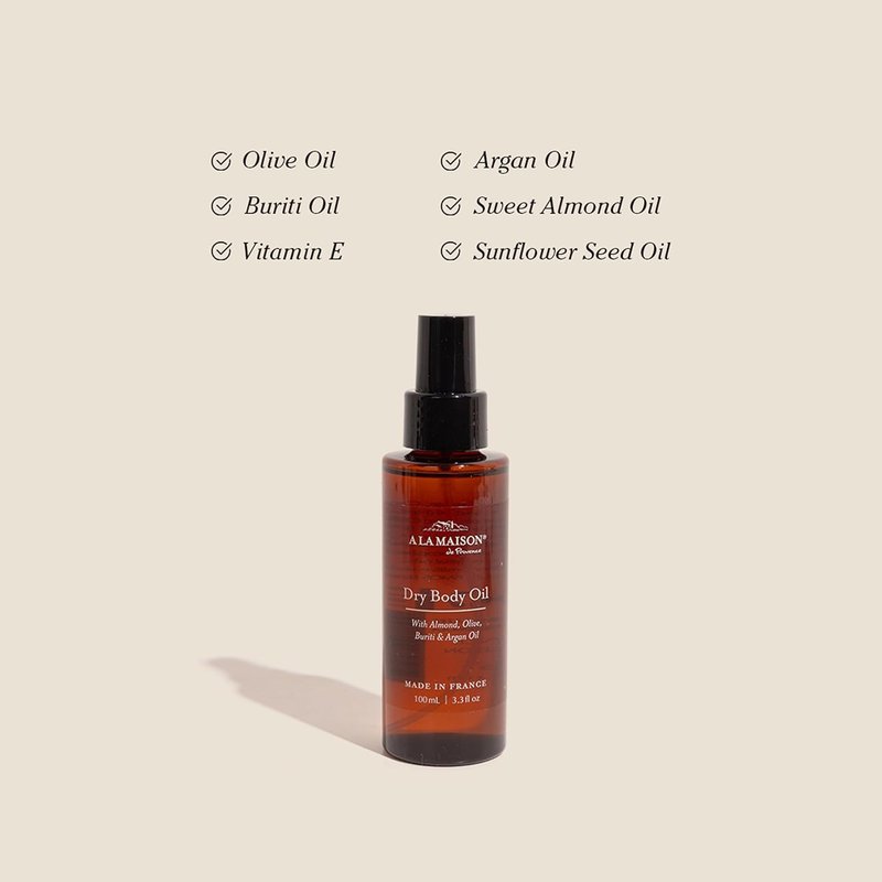 Dry Body Oil Spray - Lightweight Moisturizing After-Shower Oil with Argan, Sweet Almond & Buriti Oils | 3.3 oz - Amber Collection