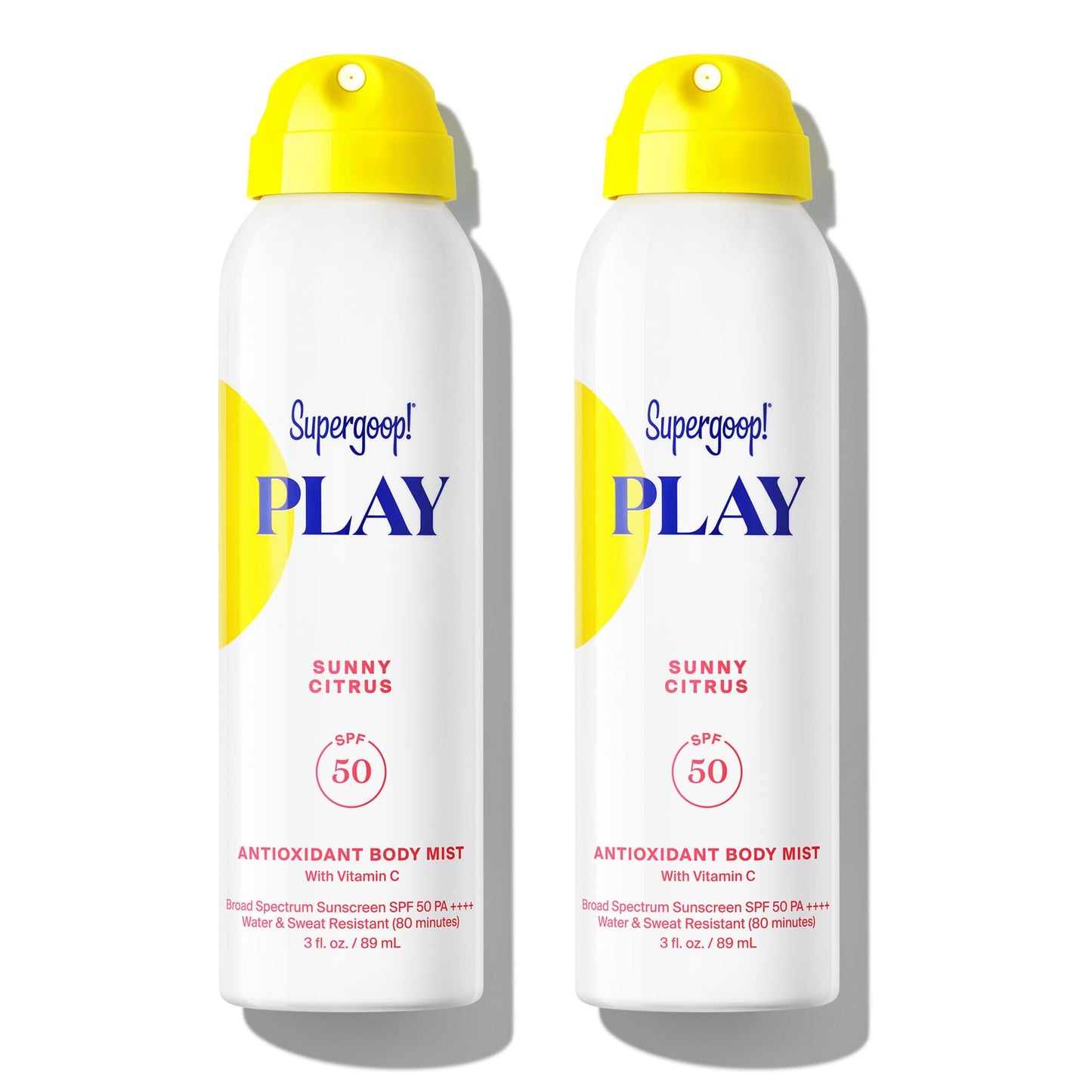 Supergoop! PLAY Antioxidant Body Mist w/Vitamin C - 3 fl oz - SPF 50 PA++++ Broad Spectrum Sunscreen - Body Spray - Great for Active Days (Pack of 2)