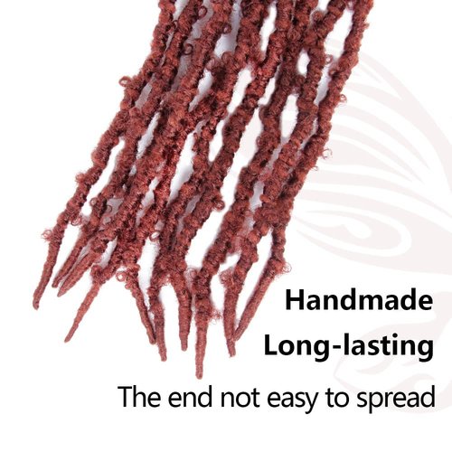 NISEYO NU Short Pre-looped Butterfly Locs Crochet Hair 12 Inch 8 Packs Light Weight & Soft Distressed Locs, 350#(Ginger Red)