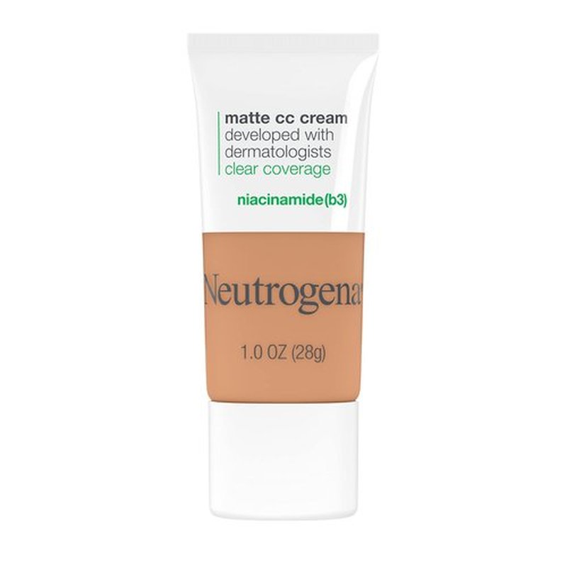 Neutrogena Clear Coverage Flawless Matte CC Cream, Full-Coverage Color Correcting Cream Face Makeup with Niacinamide (b3), Hypoallergenic, Oil Free & Fragrance Free, Golden Ecru, 1 oz
