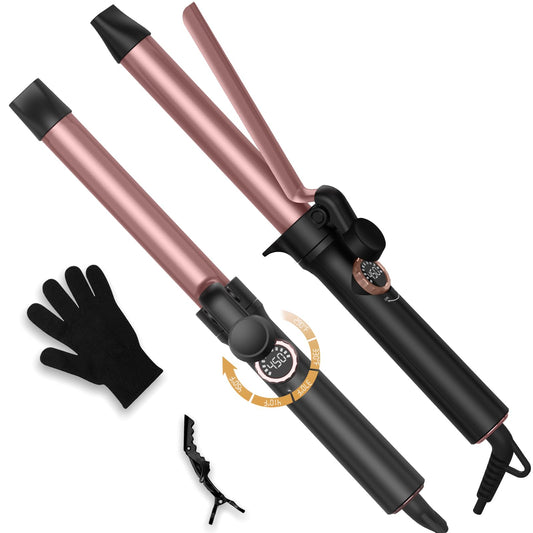 1 Inch Curling Iron,Curling Wand for Long Hair,5 Adjustable Temp LCD Digital Control,25 mm Thin Long Barrel Curling Iron Double Voltage 110-240V