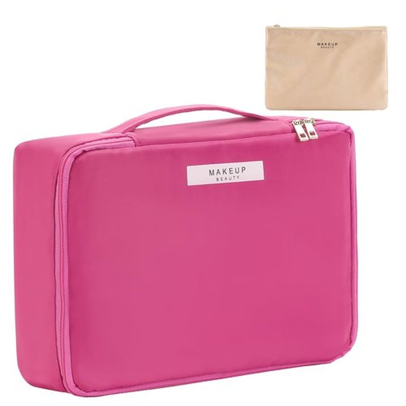 Travel Makeup Bag Cosmetic Bag Makeup Bag Toiletry bag for women and men (Rosy)