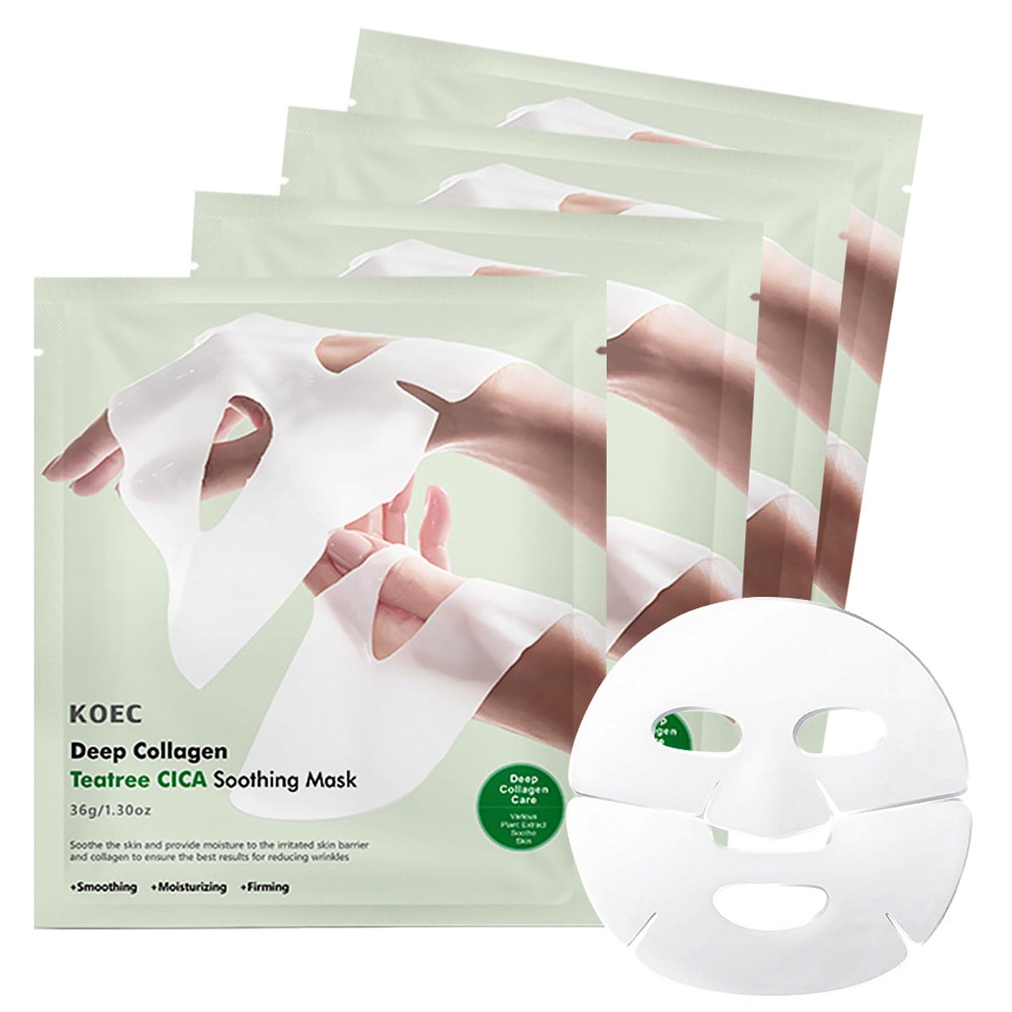 Ueseinl Collagen Face Mask 4-Pack - Hydrogel Sheet Mask with Hyaluronic Acid & Peptides for Instant Glow,Korean overight Wrapping Face Sheet,Elasticity Enhancing,Firming,Moisturizing