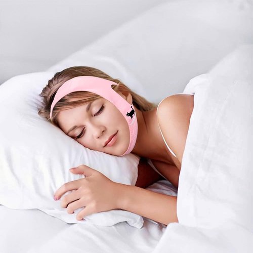 Yuibthr Chin Strap for Sleeping, V Line Lifting Mask, Halloween Decorations Black Cat, Reusable Face Strap, Jaw Exerciser, (pink)