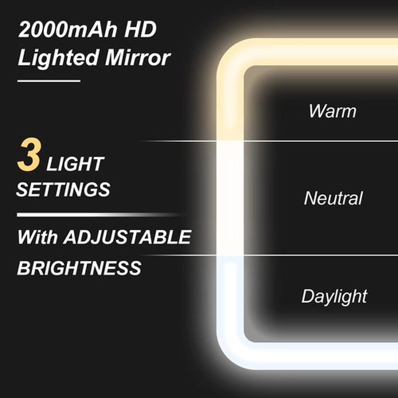 Jadazror Makeup Case, Lighted Mirror, Travel, Waterproof, Brown