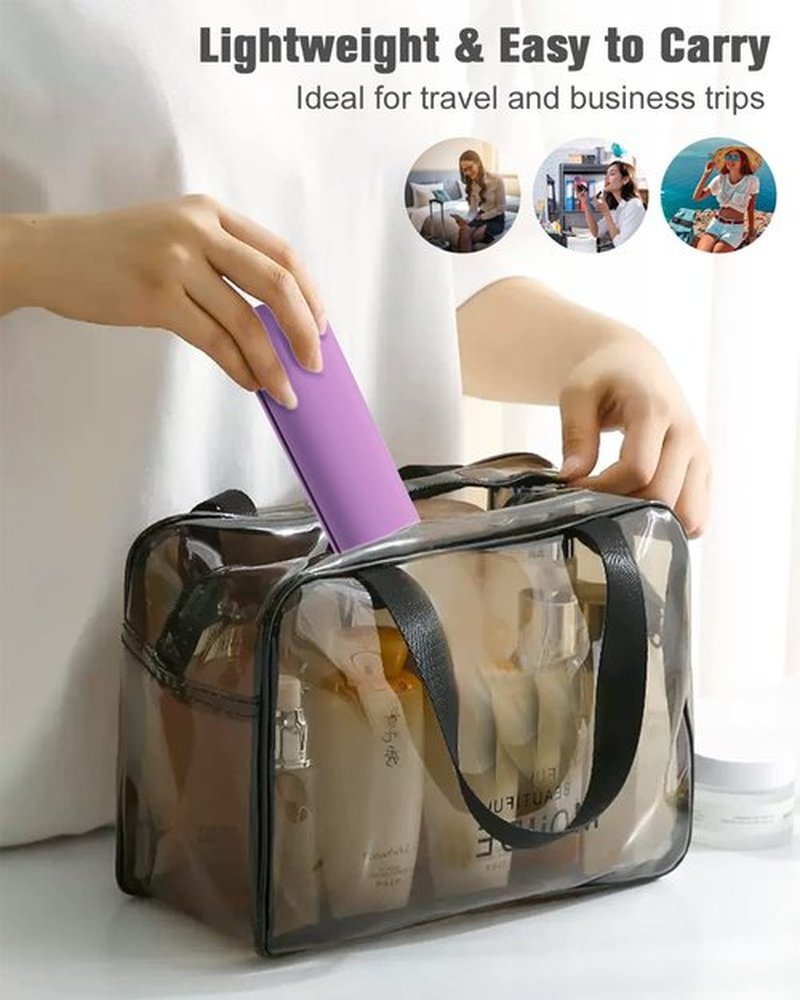FERYES Makeup Brush Holder, Magnetic Anti-fall Out Silicon Portable Cosmetic Face Brushes Holder, Soft and Sleek Makeup Tools Organizer for Travel- Purple