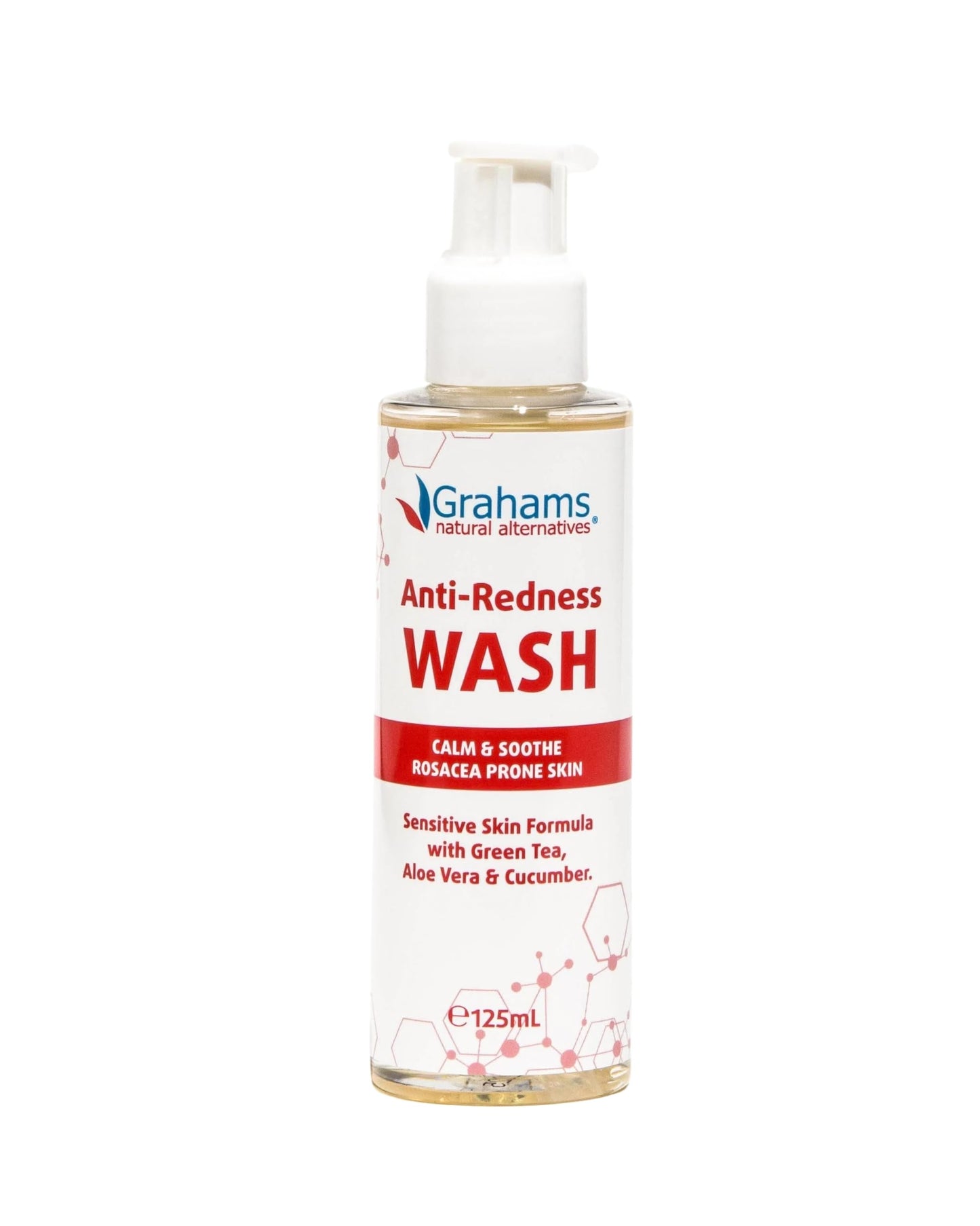 Grahams Natural Anti-Redness Face Wash for Rosacea – Gentle Facial Cleanser to Soothe and Calm Redness-Prone Skin With Green Tea, Aloe Vera and Cucumber | For Sensitive Skin (1 x 4.23 fl oz)