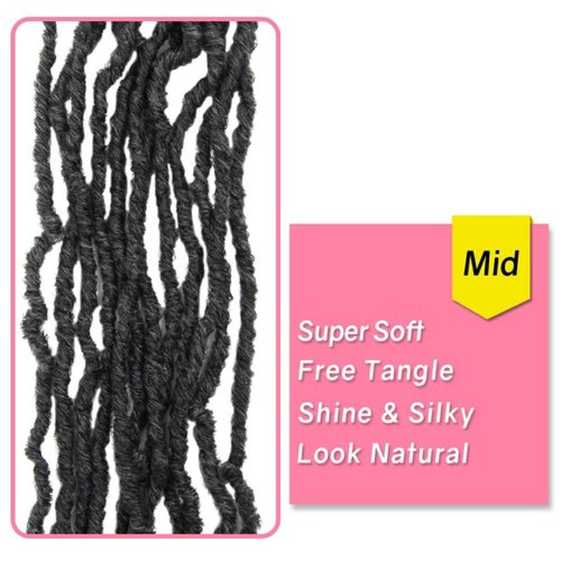 SERENDIPA Boho Faux Locs Curly End, 36 Inch Long Pre-Looped Soft Crochet Goddess Locs Synthetic Hair (6 Packs, 1B, Natural Black)