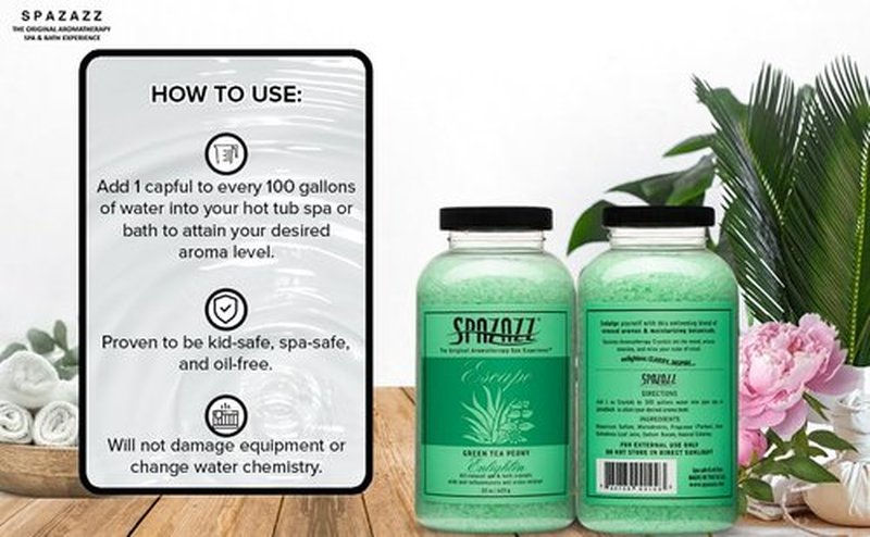 Spazazz SPZ-109 Escape Aromatherapy Crystals Container, 22-Ounce, Green Tea Peony Enlighten