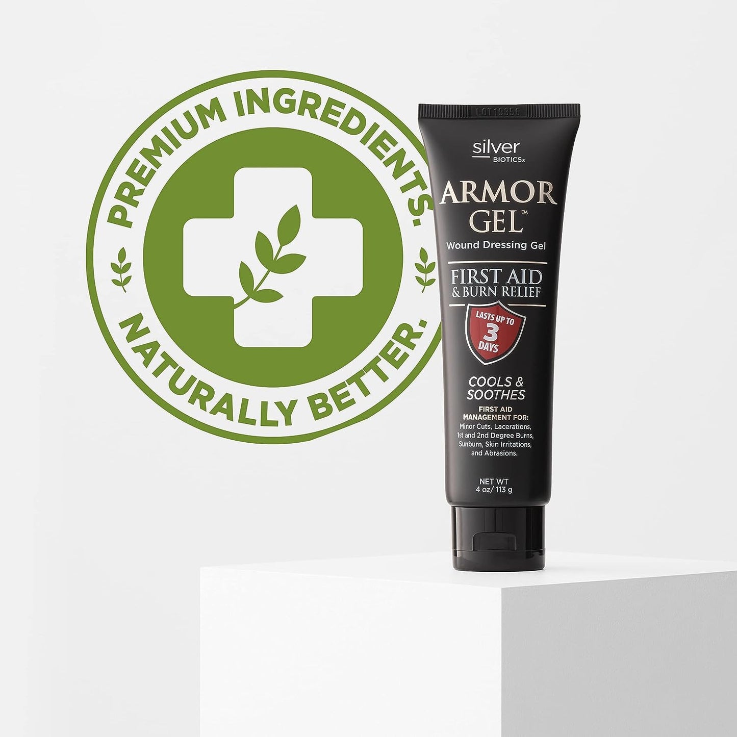 Silver Biotics Armor Gel Wound Dressing Gel | First Aid + Burn Relief 24 PPM Silver Gel | 4 oz