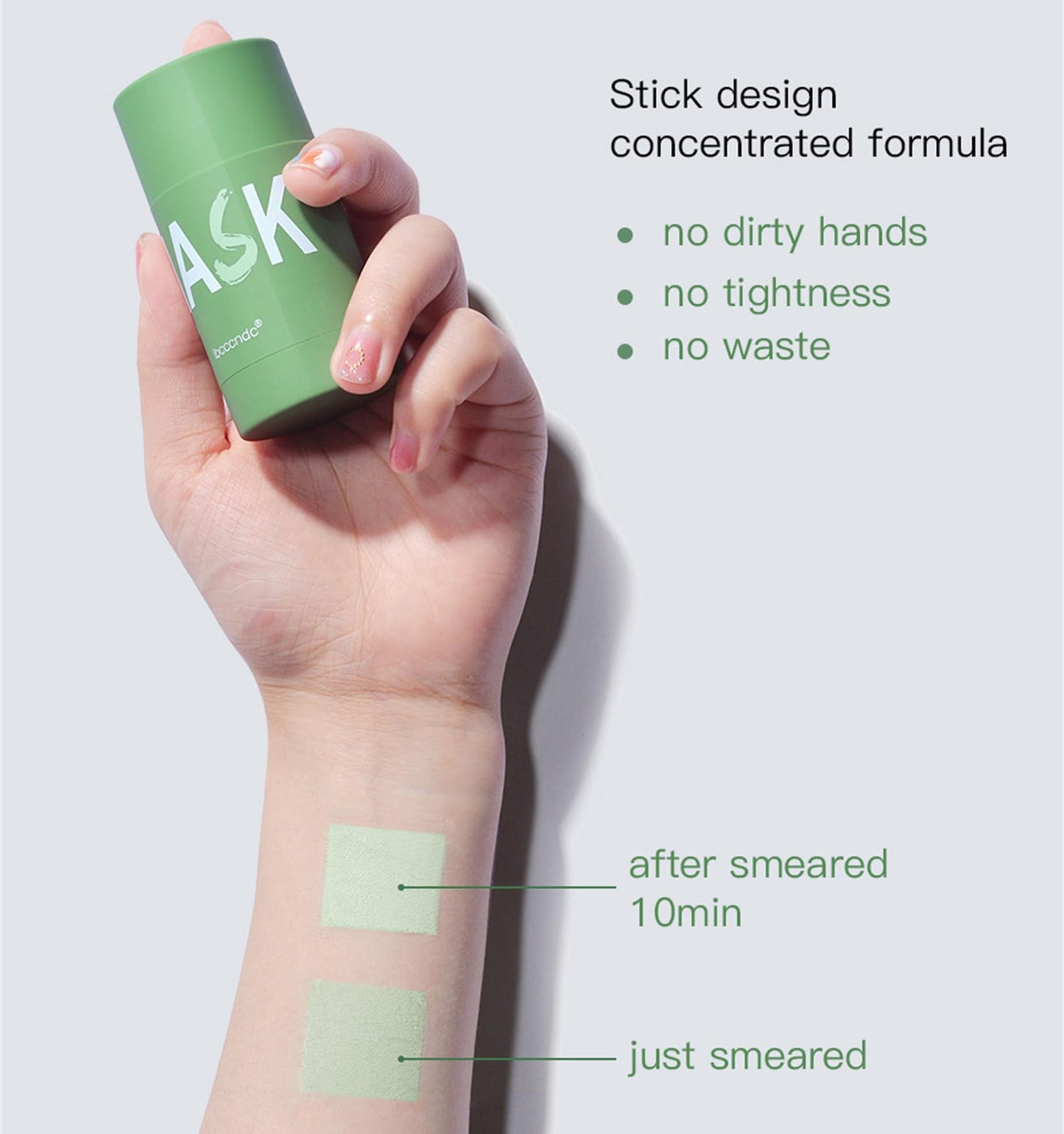 Wuxpp Green Tea Deep Cleanse Mask Stick Blackhead Remover with Green Tea Extract, Juxek Green Tea Purifying Clay Stick Mask Oil Control Cleansing Mask, Green Tea Face Mask Skincare Korean (2 Pcs)